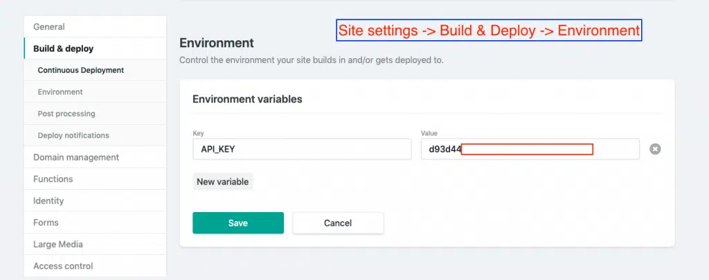 environment netlify