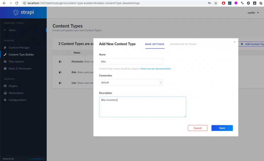 strapi add new content bike
