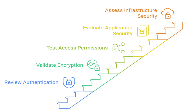 Best Way to Audit an Application to Check HIPAA Compliance (2026 Guide) 1 Infographic showing five technical security audit steps.