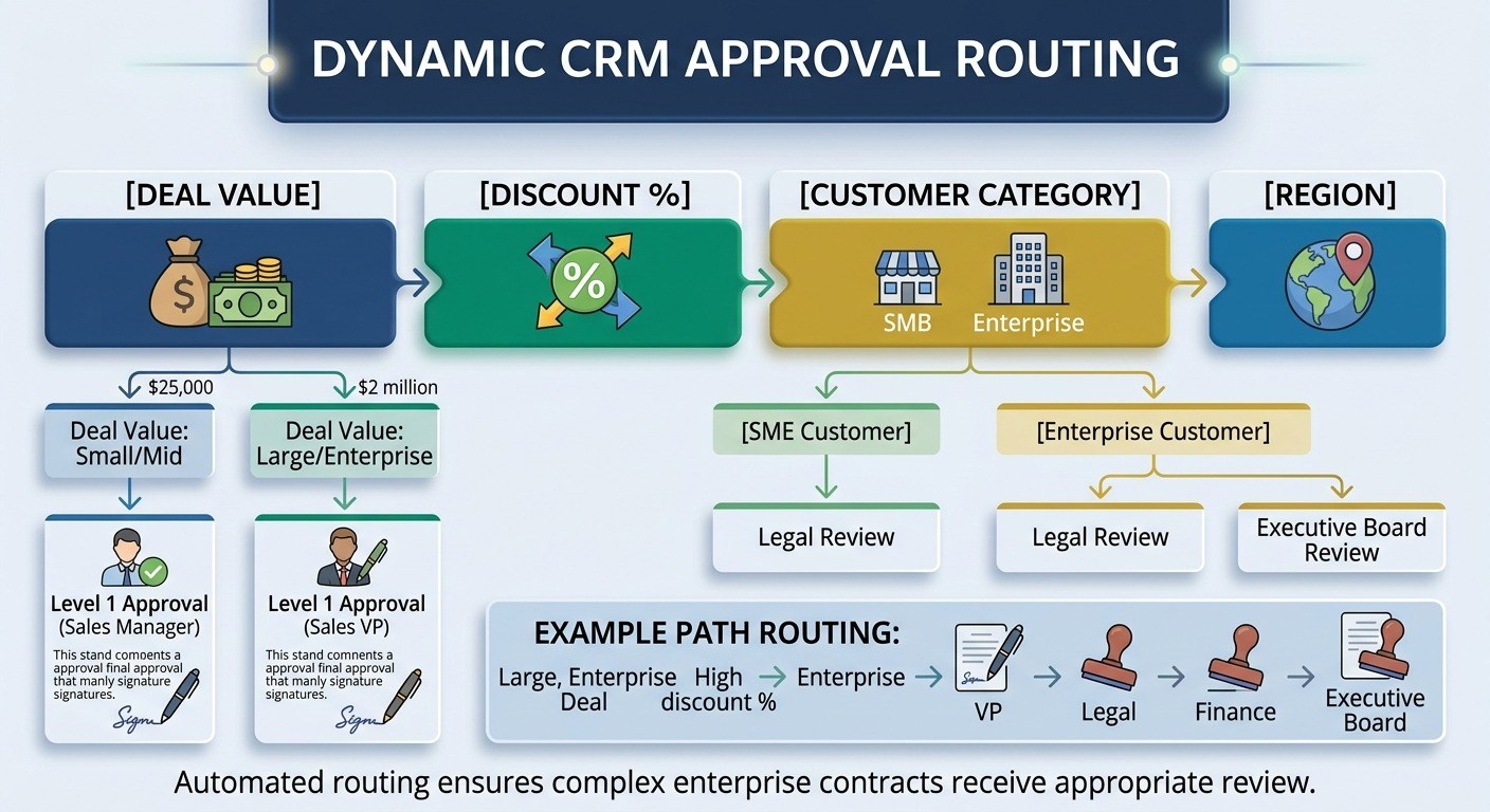 Custom CRM Software Development in 2026: Features, Costs & Guide 2 Visual Representation of Dynamic CRM Approval Routing