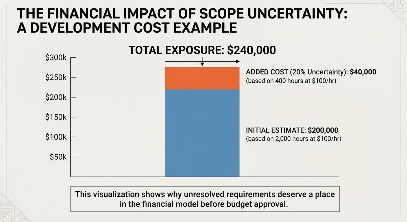 An illustrative financial impact of scope uncertainty 